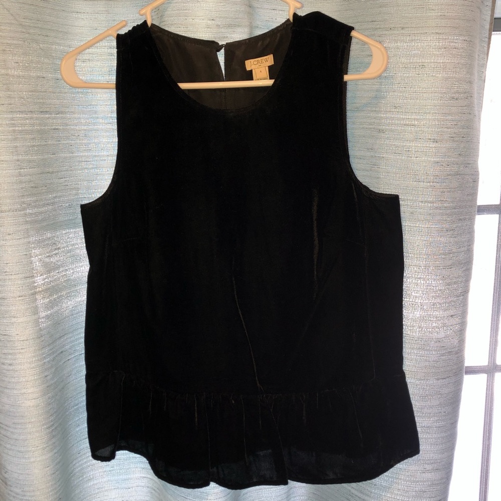 JCrew Black Sleeveless Velvet Shirt